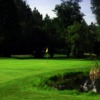 A view of a green with water coming into play from the right side at Acton Golf Club