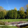 A view over a bridge at Wolf Run Golf Club