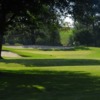A view of a hole flanked by tricky sand traps at Conestoga Golf and Country Club