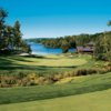 A view of the 18th hole with clubhouse in right backround at The Ridge at Manitou Golf Club