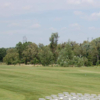 A view of a white tee at Buck's Crossing Golf Course.