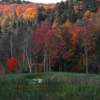 A fall day view of a green at Silver Creek Golf Course.